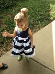 Customer picture for Ivory/Navy Blue Taffeta Striped Wedding Flower Girl Dress 