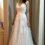 Customer picture for V Neck Ivory Lace Tulle Wedding Dress