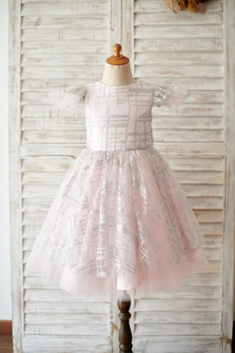 Princessly.com-K1003910-Princess Cap Sleeves V Back Pink Tulle Silver Sequin Wedding Flower Girl Dress-20