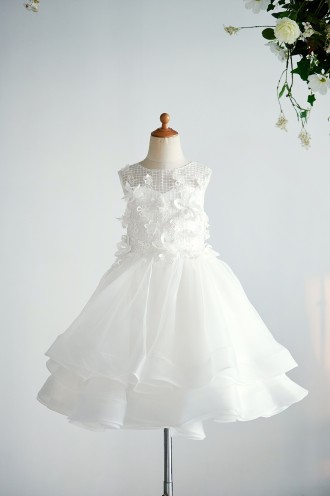 Princessly.com-K1004013-Ivory Organza Lace Wedding Party Flower Girl Dress with 3D Flowers / Pearls-20