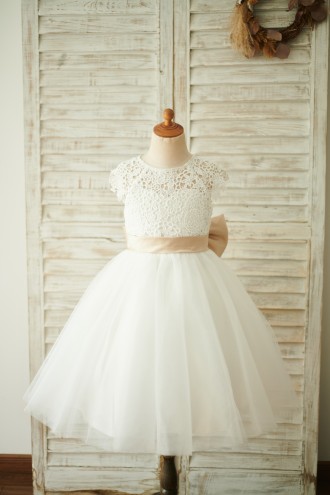 Princessly.com-K1003857-Ivory Lace Tulle Cap Sleeves Wedding Flower Girl Dress with Bow-20