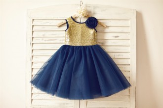 Princessly.com-K1000141-Gold Sequin Navy Blue Tulle Flower Girl Dress-20