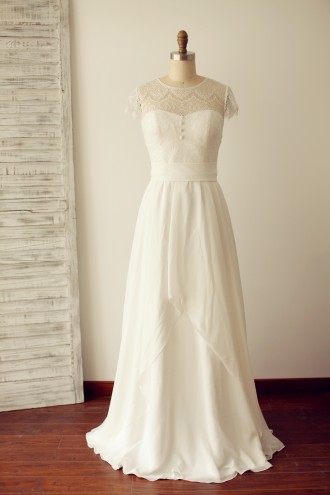 Princessly.com-K1003275-A Line Cap Sleeves Lace Chiffon Wedding Dress-20