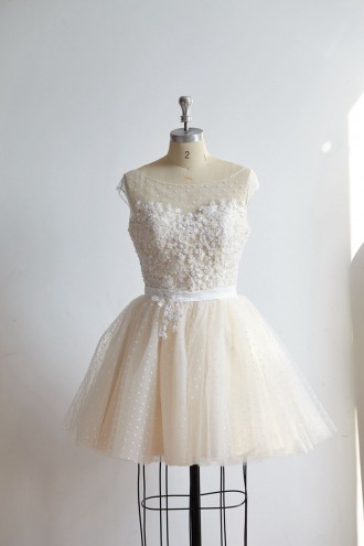 Princessly.com-K1000325-Cap Sleeves Beaded Lace Polka Dot Tulle Short Prom Party Dress-20