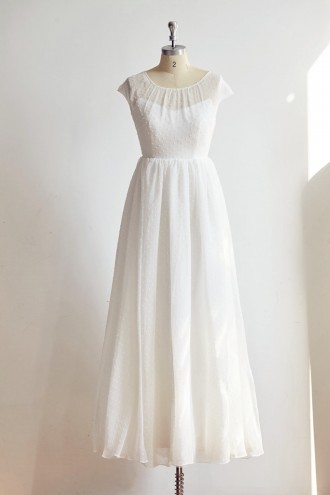 Princessly.com-K1000326-Cap Sleeves Polk Dot Chiffon Wedding dress Bridal Gown-20