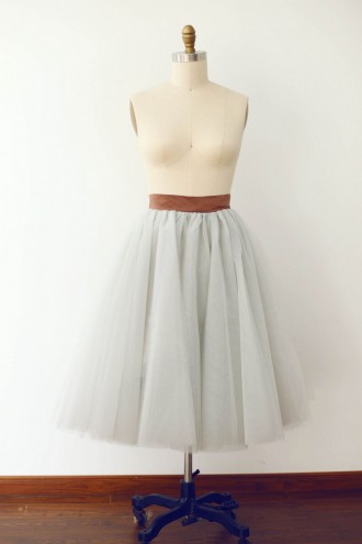 Princessly.com-K1000279-Silver Grey Tulle Skirt/Short Woman Skirt-20