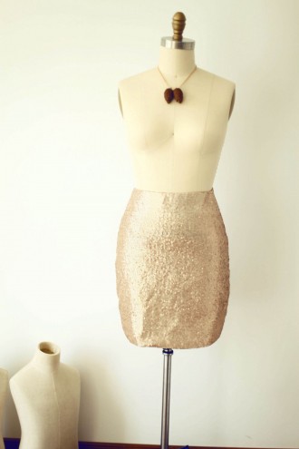 Princessly.com-K1000282-Matte Champagne Gold Sequin Fitted Skirt-20