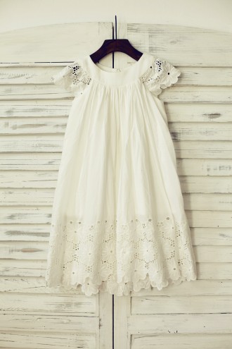 Princessly.com-K1000115-Vintage Ivory Cotton Eyelet Lace Flower Girl Dress with Cap Sleeves-20