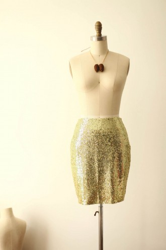 Princessly.com-K1000263-Gold Sequin Fitted Skirt/Short Women Skirt-20
