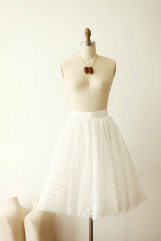 Princessly.com-K1000264-Ivory Polka Dot Tulle TUTU Skirt/Short Women Skirt-20