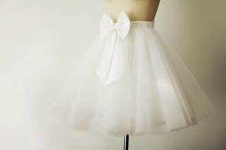 Princessly.com-K1000265-Ivory Tulle Satin TUTU skirt with bow /Short Woman Skirt-20