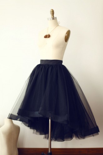 Princessly.com-K1000278-Black Tulle High Low Tulle Skirt/Short Woman Skirt-20