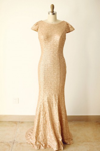 Princessly.com-K1000244-Cap Sleeves Champagne Gold Sequin V Back Long Wedding Bridesmaid Dress-20