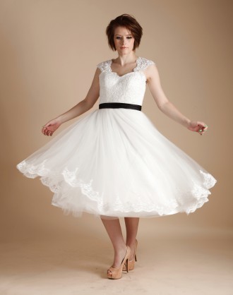 Princessly.com-K1000255-Ivory Lace Tulle Keyhole Back Short Tea Length Wedding Dress-20