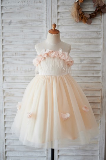 Princessly.com-K1003899-Illusion Champagne Tulle Feathers Wedding Party Flower Girl Dress-20