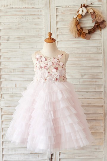 Princessly.com-K1004060-Blush Pink Tulle Embroidery Lace V Back Wedding Flower Girl Dress-20