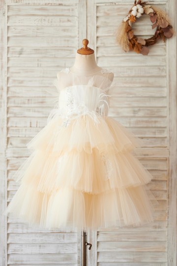 Princessly.com-K1004061-Champagne Cupcake Tulle Beaded Lace Wedding Flower Girl Dress-20