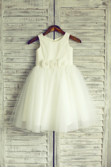 Princessly.com-K1001949-Ivory Tulle Flower Girl Dress Baby Girl Dress with Flower Sash-20