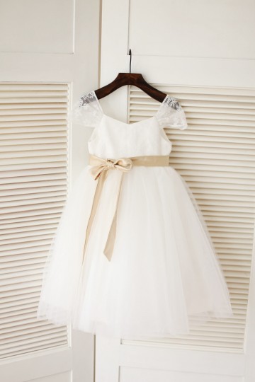 Princessly.com-K1003207-Cap Sleeves Ivory Lace Tulle Flower Girl Dress with champagne satin sash-20