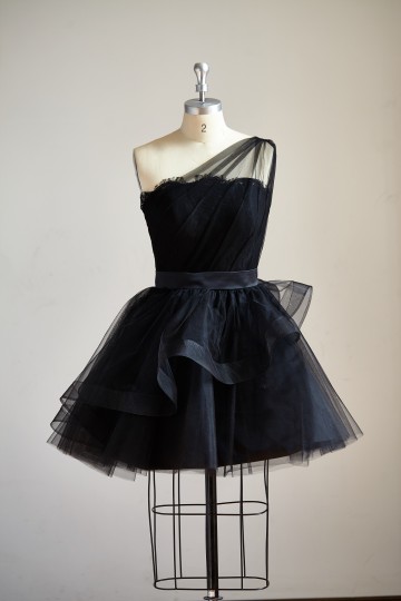 Princessly.com-K1000289-One Shoulder Black Lace Tulle Short Knee Prom Dress Cocktail Party Dress-20
