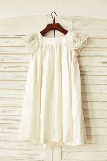 Princessly.com-K1000108-Ivory Satin Cap Sleeves Flower Girl Dress-20