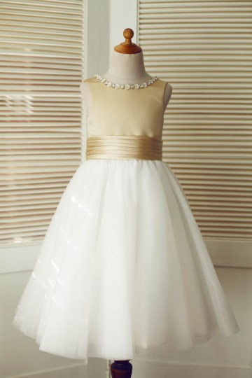 Princessly.com-K1003345-Champagne Satin Ivory Tulle Wedding Flower Girl Dress with Beaded Neckline-20