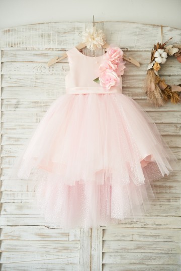 Princessly.com-K1003501-Hi-low Pink Dot Tulle Wedding Flower Girl Dress with 3D Flowers-20