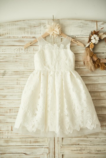 Princessly.com-K1003358-Ivory Lace Tulle Wedding Flower Girl Dress with Sheer Neck-20