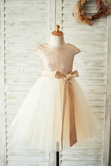 Princessly.com-K1003924-Champagne Sequin Tulle Flower Girl Dress with Cap Sleeves-20