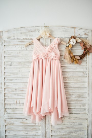 Princessly.com-K1003586-Blush Pink Tulle V Neck Wedding Flower Girl Dress with Flowers-20