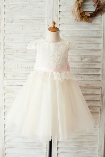 Princessly.com-K1003650-Ivory Lace Champagne Tulle Cap Sleeves Wedding Flower Girl Dress with Open Back/Bow-20