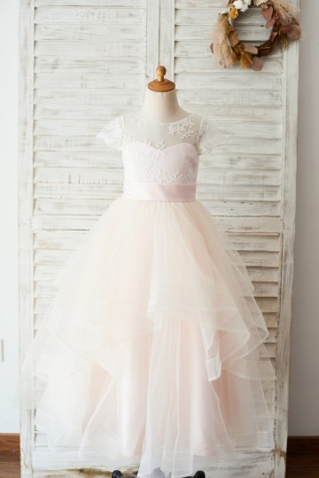 Princessly.com-K1003649-Ivory Lace Pink Tulle Cap Sleeves Wedding Flower Girl Dress with Horsehair Hem-20