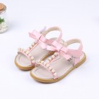 Princessly.com-K1003950-Ivory/Green/Pink Bow Rhinestone Pearl Leather Princess Shoes Wedding Flower Girl Shoes-01